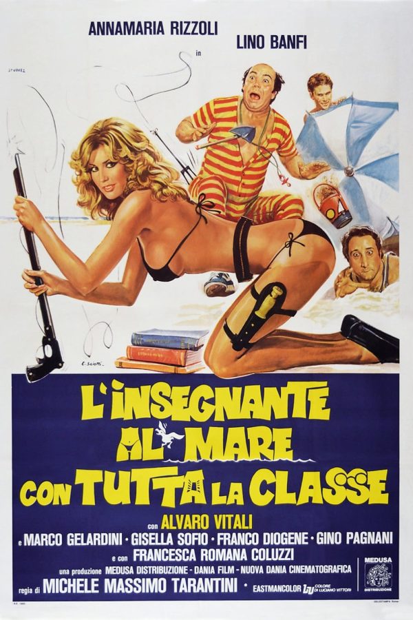 L'insegnante al mare con tutta la classe